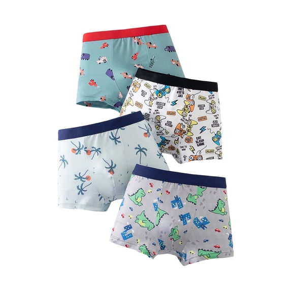 RTKFRFLM Boys 4 Pack Boxer Briefs Underwear Soft Stretch Waist Shorts for Kids Ages 3-12 Everyday Wear