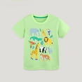 thumbnail image 1 of RTKFRFLM Boys' Animal Print Short Sleeve T-Shirt Style Knitted Cotton Crewneck Top for Kids Fashionable Summer Graphic Tee Soft Breathable for Active Play & School Size 4-14, 1 of 5