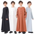thumbnail image 1 of RTKFRFLM Boys Arabic Thobe Suit Traditional Embroidered Robe and Pants Light, 1 of 9