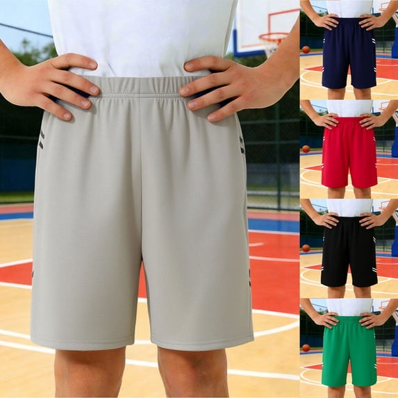 RTKFRFLM Boys Athletic Performance Shorts Striped Basketball Training Short Pants Black 11-12 Years