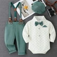 thumbnail image 1 of RTKFRFLM Boys Baby Formal Suit Set Hat & Suspenders Outfit Gentleman Dress Up Party Christening Outfit 0-18M, 1 of 4