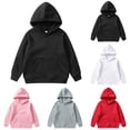 thumbnail image 1 of RTKFRFLM Boys Basic Pullover Hoodie Casual Long Sleeve Sweatshirt for Everyday Wear Black 13-14 Years, 1 of 5