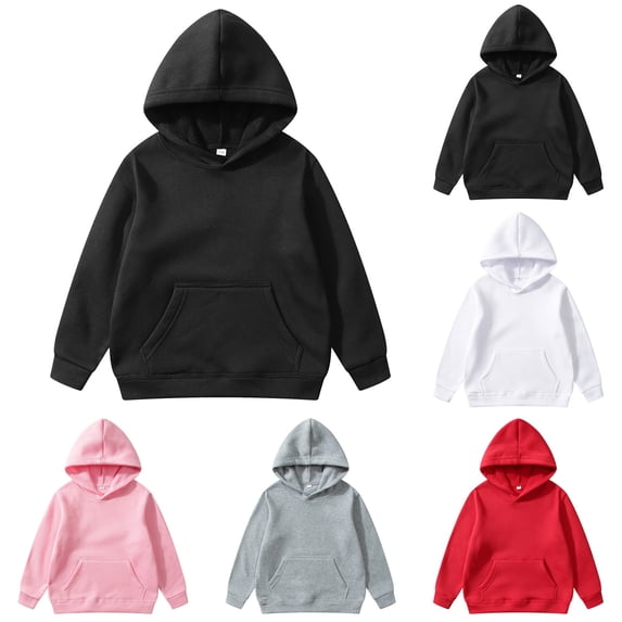 RTKFRFLM Boys Basic Pullover Hoodie Casual Long Sleeve Sweatshirt for Everyday Wear Black 13-14 Years