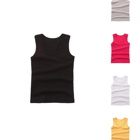 RTKFRFLM Boys Basic Solid Tank Top Simple Plain Blank Crewneck Sleeveless Soft Cotton Summer Underwear Vest 2-14Y