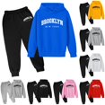 thumbnail image 1 of RTKFRFLM Boys Blue Letter Hoodie Black Jogger Set Kids Tracksuit Sweatsuit, 1 of 3