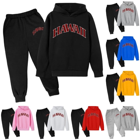 RTKFRFLM Boys Blue Letter Hoodie Black Jogger Set Kids Tracksuit Sweatsuit