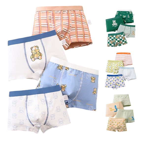 RTKFRFLM Boys Boxer Briefs Underwear Pure Cotton Breathable Toddler Boxer Shorts Soft Underpants for Kids 3-12Y 4-Pack
