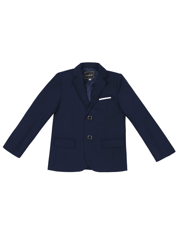 Boys Classic Slim Fit Blazer Formal Business Casual Sport Coat Navy 3-4 Years