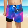thumbnail image 1 of RTKFRFLM Boys Coconut Tree Print Swim Trunks Hawaii Style Summer Beach Shorts Dark Blue 8-9 Years, 1 of 3