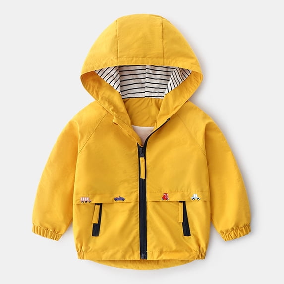 RTKFRFLM Boys Colorblock Windbreaker Lightweight Autumn Hooded Jacket Outerwear Yellow 5-6 Years