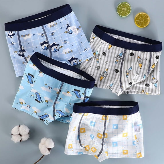 RTKFRFLM Boys Cotton Boxer Briefs Comfortable Soft Underwear Multi-Pack for Children Sky Blue 8-9 Years