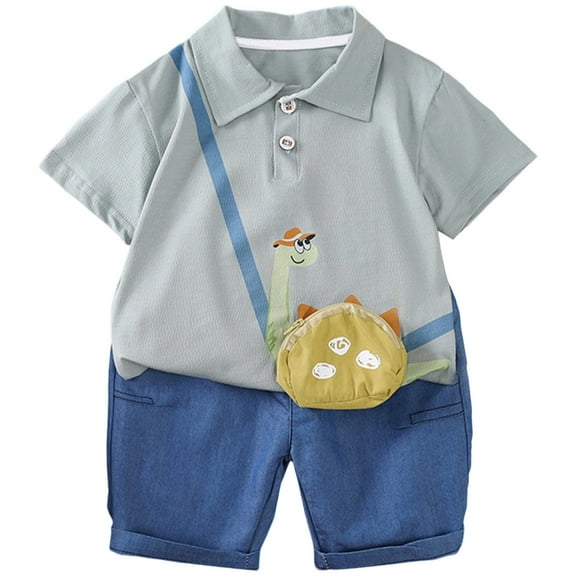 RTKFRFLM Boys Dinosaur Outfits 2 Piece Set Short Sleeve T Shirt And Shorts Fall Casual Play Toddlers Clothes Clothing Sets,Size 7-8 Years