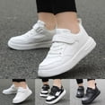 thumbnail image 1 of RTKFRFLM Boys Fashion Sneakers Lightweight Breathable Leather Upper Running Shoes White 12.5-13 Years, 1 of 9