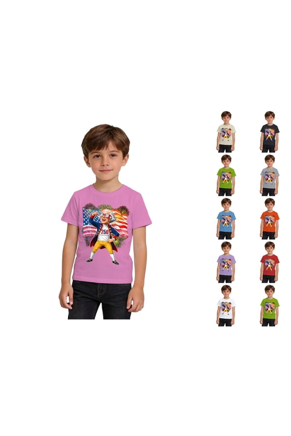 Boys Fourth of July 3D Print T-Shirt Patriotic USA Flag Graphic Crewneck Short Sleeve Independence Day Tee Top