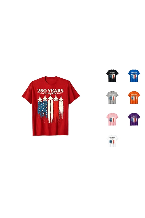 Boys Fourth of July T-Shirt Patriotic USA Pride Geometric Graphic Crewneck Short Sleeve Summer Festive Top Wear