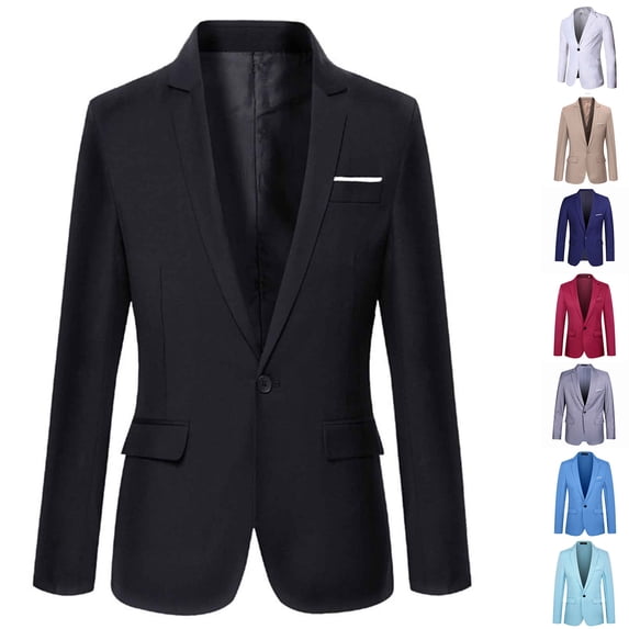 RTKFRFLM Boys Gentleman Suit Jacket Slim Fit Navy Blue Formal Sport Coat Navy 15-16 Years
