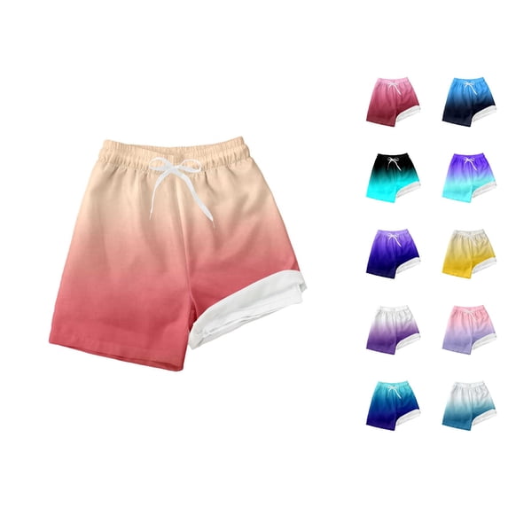 RTKFRFLM Boys Gradient Swim Trunks High Waisted Drawstring Beach Shorts Dark Purple 10-12 Years
