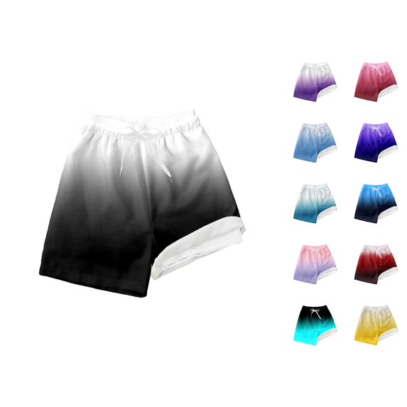 RTKFRFLM Boys Gradient Swim Trunks High Waisted Drawstring Beach Shorts Dark Purple 10-12 Years