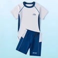 thumbnail image 1 of RTKFRFLM Boys Graphic Swimwear Set Short Sleeve Rash Guard and Trunks Outfit Blue 13-14 Years, 1 of 3