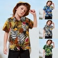 thumbnail image 1 of RTKFRFLM Boys' Hawaiian Aloha Beach Shirt Tropical Floral Print Short Sleeve Collared Top for Kids Fashionable Casual Button Down Holiday Soft Breathable Summer Party Wear Size 5-14, 1 of 5
