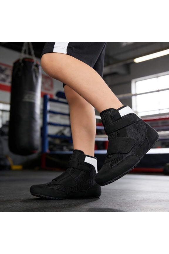 Boys High-Top Boxing Shoes Professional Wrestling and Combat Training Sneakers
