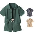 thumbnail image 1 of RTKFRFLM Boys Hooded Short Sleeve Shirt Shorts Set 2 Piece Summer Outfit, 1 of 7