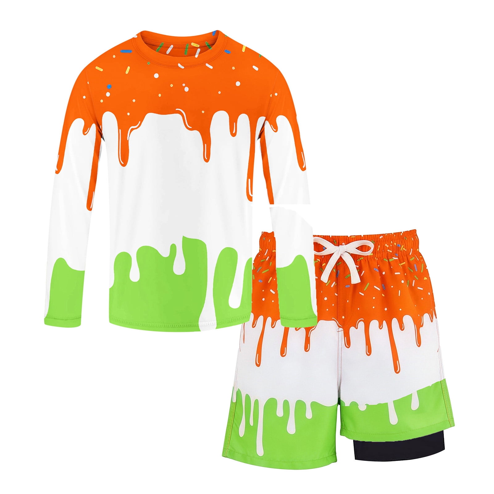 RTKFRFLM Boys Long Sleeve Rash Guard Swimsuit with Compression Liner ...