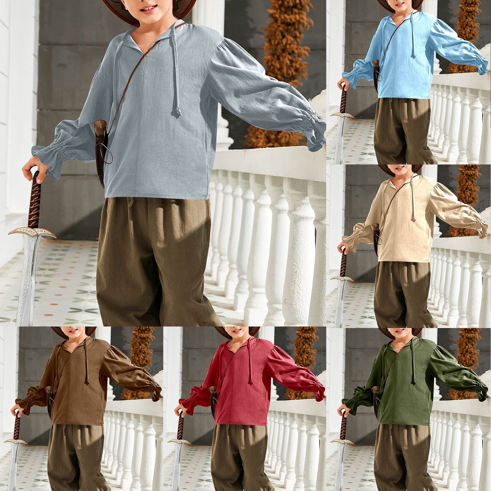 RTKFRFLM Boys Ruffle Shirt Renaissance Festival Long Sleeve Dress Shirt ...