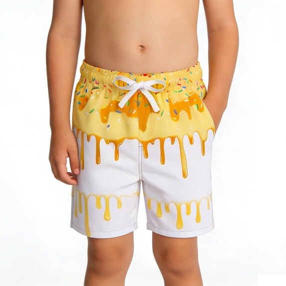 RTKFRFLM Boys Patriotic Ice Cream Graphics Athletic Shorts, Quick Dry 4th of July Summer Performance Shorts for Toddler and Big Boys, Red and Blue