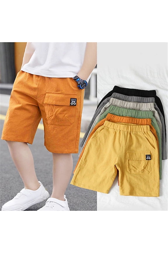 Boys Relaxed Fit Cargo Shorts Summer Outdoor Five-Point Utility Trousers Black 6-7 Years