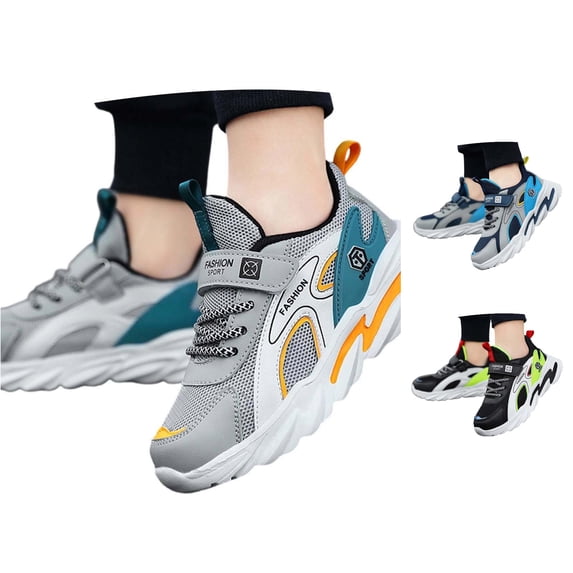 RTKFRFLM Boys Running Shoes Summer Lightweight Breathable Mesh Upper Athletic Sneakers Sports Footwear Kids 5-15Y