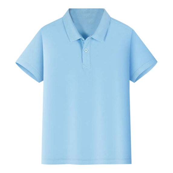 RTKFRFLM Boys School Uniform Polo Shirts Basic Solid Button Front Tee Shirt Back To School Clothes,Unisex Short Sleeve Performance Tops Collared Neckline Comfort Stretch Golf Shirts Everyday Wear