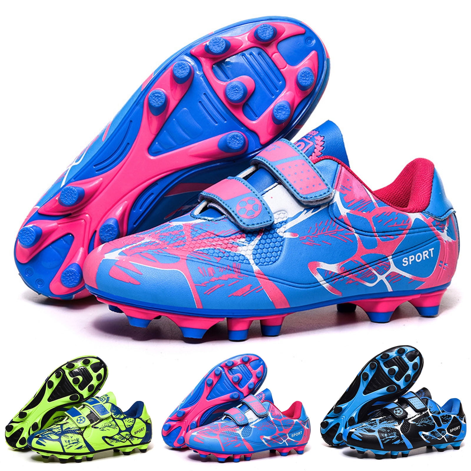 Boys Soccer Cleats Professional Training Athletic Sneakers for Students Green 9.5-10 Years