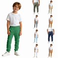 thumbnail image 1 of RTKFRFLM Boys Solid Casual Pants Comfortable Cotton Twill Chino Trousers with Elastic Waistband for Kids Toddlers Size 4-12 Years, 1 of 6