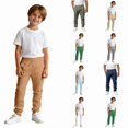thumbnail image 1 of RTKFRFLM Boys Solid Casual Pants Comfortable Cotton Twill Chino Trousers with Elastic Waistband for Kids Toddlers Size 4-12 Years, 1 of 6