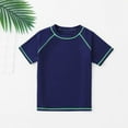 thumbnail image 1 of RTKFRFLM Boys Solid Swim Top Short Sleeve Athletic Rash Guard Swim Shirt Navy 6-7 Years, 1 of 6