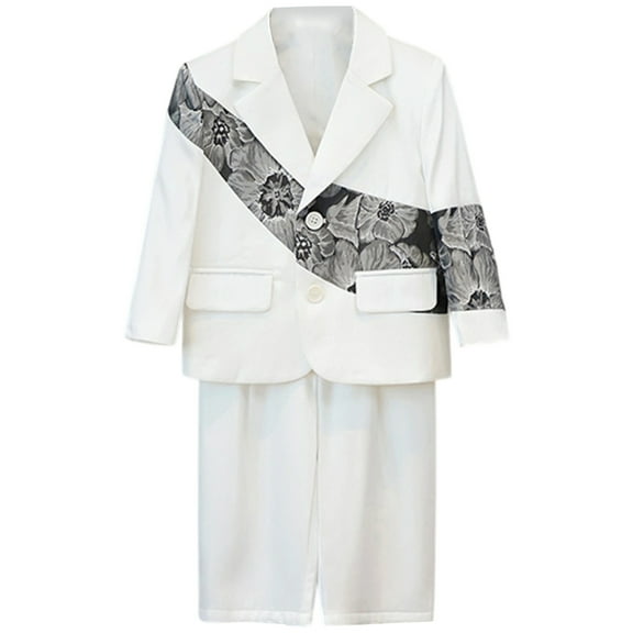 RTKFRFLM Boys' Suit Set With Printed Pattern Casual Suit Boys Show 2 Piece Outfits Clothes Sets,Size 9-10 Years