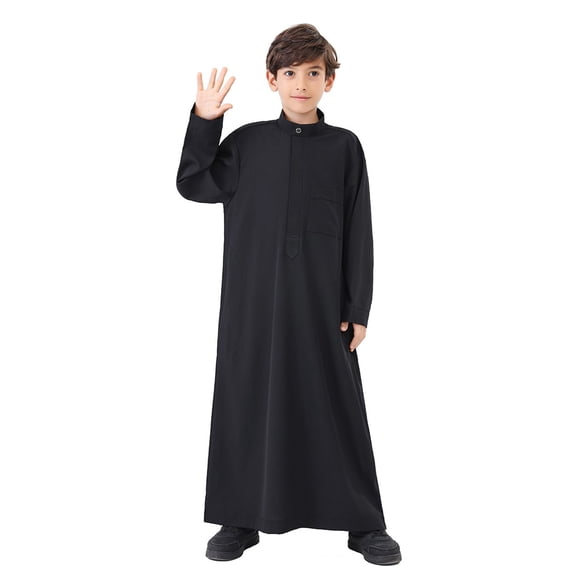 RTKFRFLM Boys Traditional Arabic Thobe Embroidered Robe Set White 4-5 Years