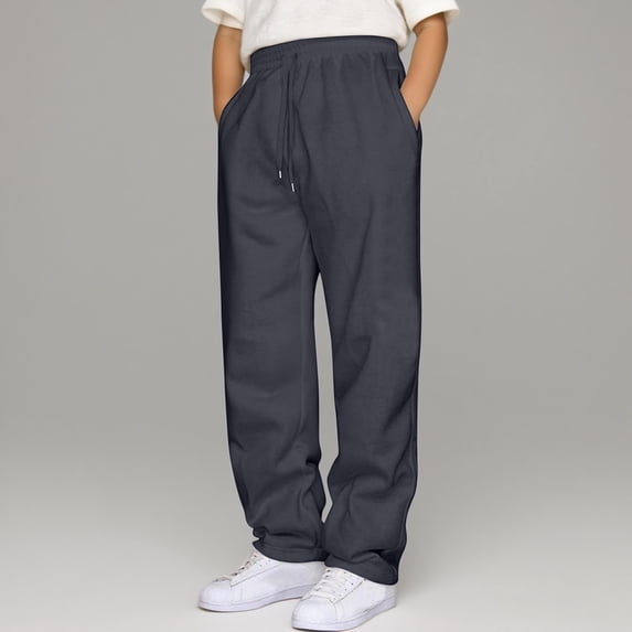 RTKFRFLM Boys Wide Leg Sweatpants Relaxed Fit Drawstring Athletic Joggers Navy 7-8 Years