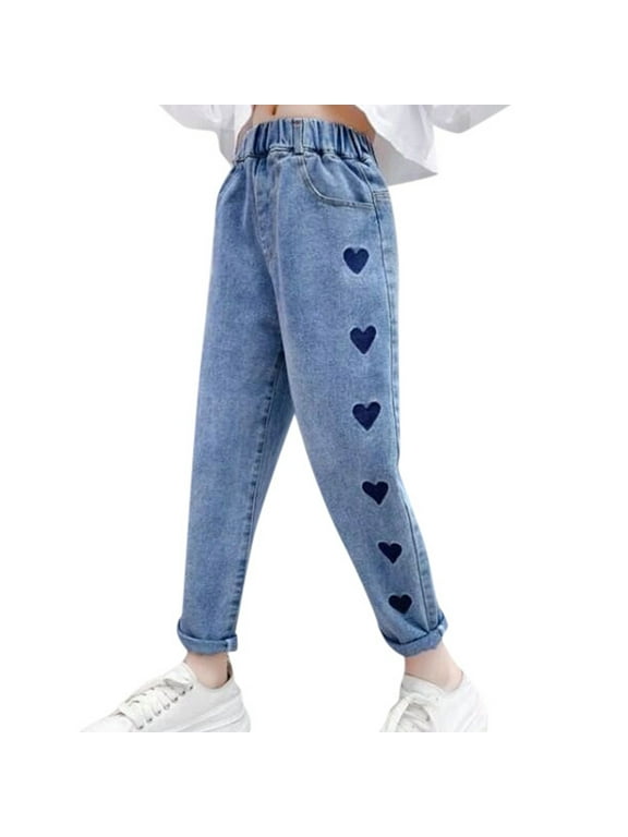 Boys and Girls Pants Kids Comfort Flex Waist Casual Jeans Elastic Waist Denim Spring Fall Trousers Linen Pants