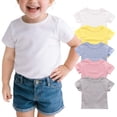 thumbnail image 1 of RTKFRFLM Children's Summer Solid Color T-Shirt Boys Girls Basic Short Sleeve Crewneck Tee Top Essential Pure Cotton Plain Shirt Soft Breathable Daily School Wear Lightweight Youth Top, 1 of 7