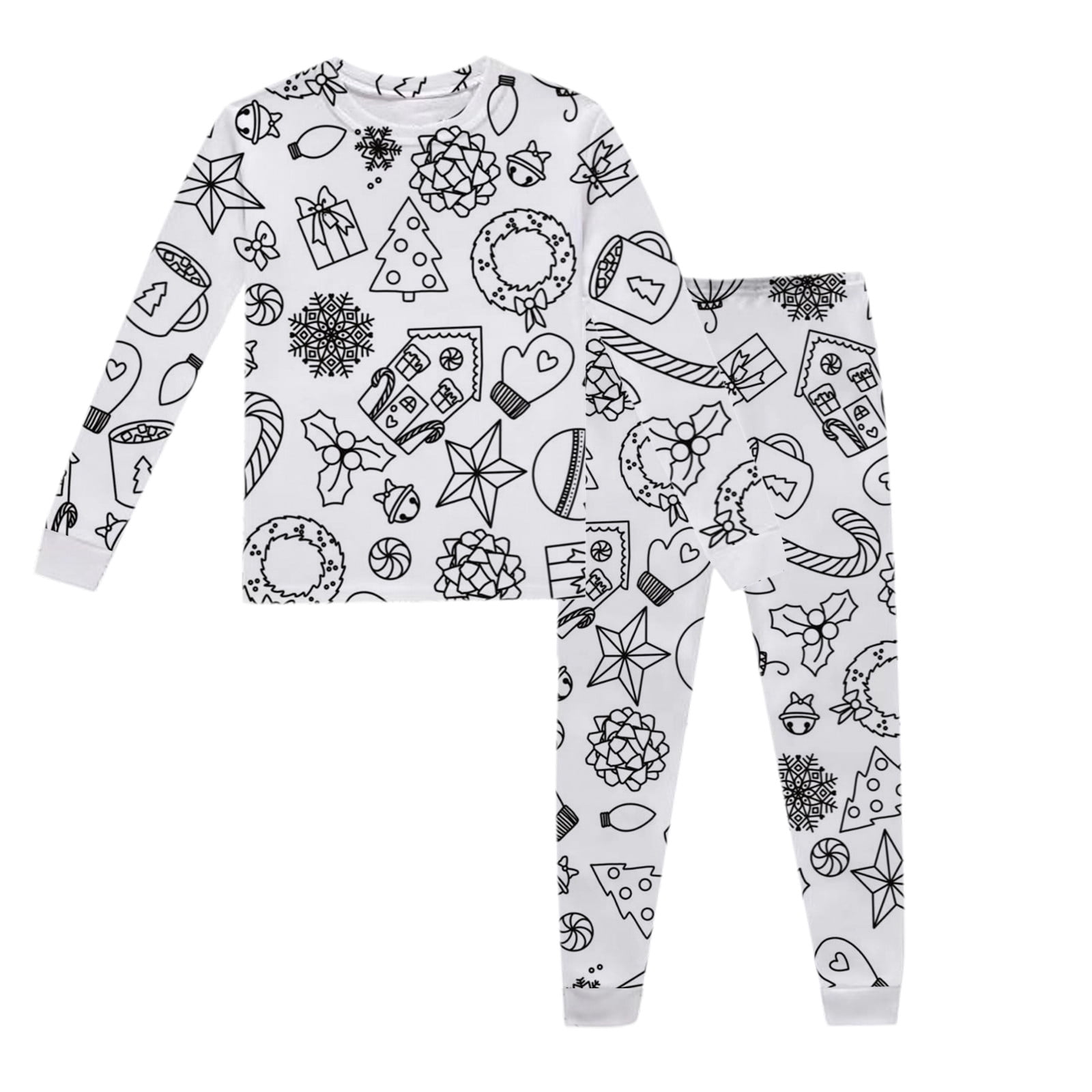 RTKFRFLM Christmas Colorable Pajamas For Kids Girls Boys DIY Outfits ...