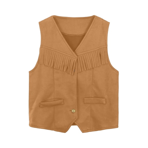 RTKFRFLM Cowboy Vest for Kids, Western Fringe Costume Top - for Halloween, Dress Up & Pretend Play, Toddler & Big Kids