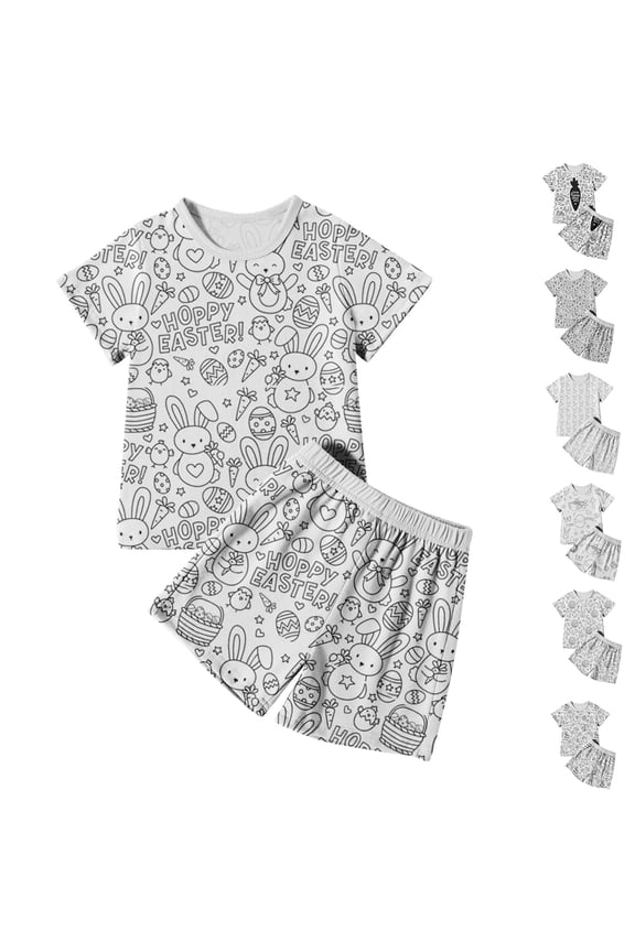 Educational DIY Doodle Loungwear, Kids Artistic Coloring Clothing Sets Outfit