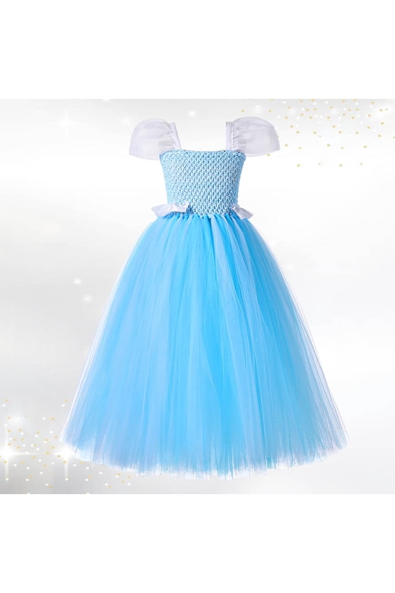 Flower Girl Dress Fairy Tale Mesh Princess Dress With Floral Embroidery Floor Length Party Gown Pageant Toddler Girls Party Wedding Dresses ,Size 6-7 Years