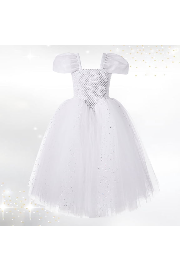 Flower Girl Dress Fairy Tale Mesh Princess Dress With Floral Embroidery Floor Length Party Gown Pageant Toddler Girls Party Wedding Dresses ,Size 12-24 Month