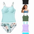 thumbnail image 1 of RTKFRFLM Girls 2-Piece Bikini Swimsuit Set Printed Tankini Top with Boy Shorts Drawstring Bathing Suit for Kids Sizes 7-16 Years, 1 of 4