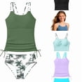thumbnail image 1 of RTKFRFLM Girls 2-Piece Bikini Swimsuit Set Printed Tankini Top with Boy Shorts Drawstring Bathing Suit for Kids Sizes 7-16 Years, 1 of 4