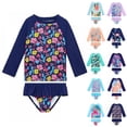 thumbnail image 1 of RTKFRFLM Girls 2-Piece Long Sleeve Bikini Set Western Style Print Rash Guard for Kids Ages 2-8 UV Sun Protection Wear, 1 of 4