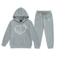 thumbnail image 1 of RTKFRFLM Girls 2 Piece Outfits Set Kids Hoodie Pants Combo Casual Letter Print Pullover Jogger Toddler Teenager Outfit Clothing Sets,Size 8-9 Years, 1 of 4